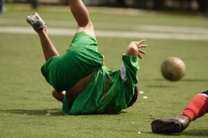 Fallen while playing football in traumatised teeth
